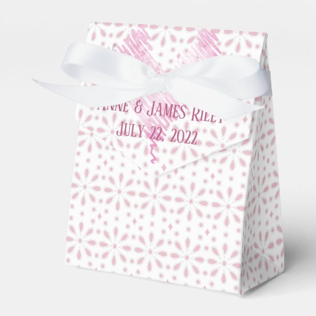 white eyelet wedding design with heart favor boxes (Front Side)