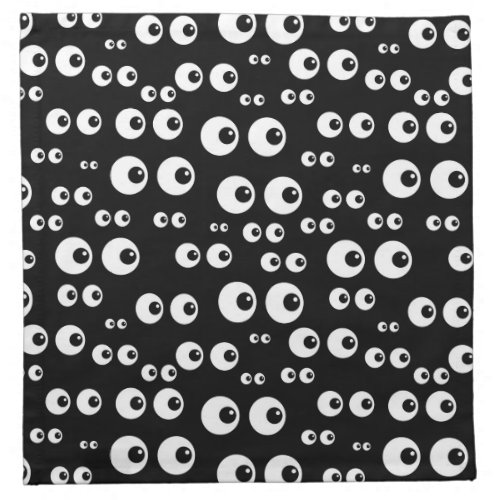 White EyesBlack Background Cloth Napkins