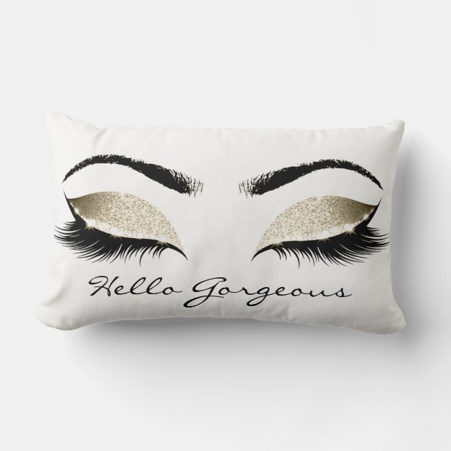 White Eyes Makeup Lash Hello Gorgeous Champaigne1 Lumbar Pillow (Front)