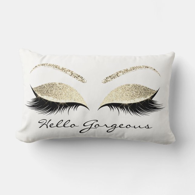 White Eyes Makeup Lash Hello Gorgeous Champaigne Lumbar Pillow (Front)
