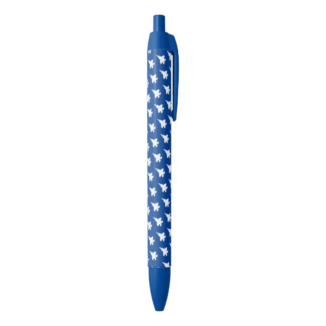 White F-35 Lightning Fighter Jet Pattern on Blue Pen (Bottom (Vertical))