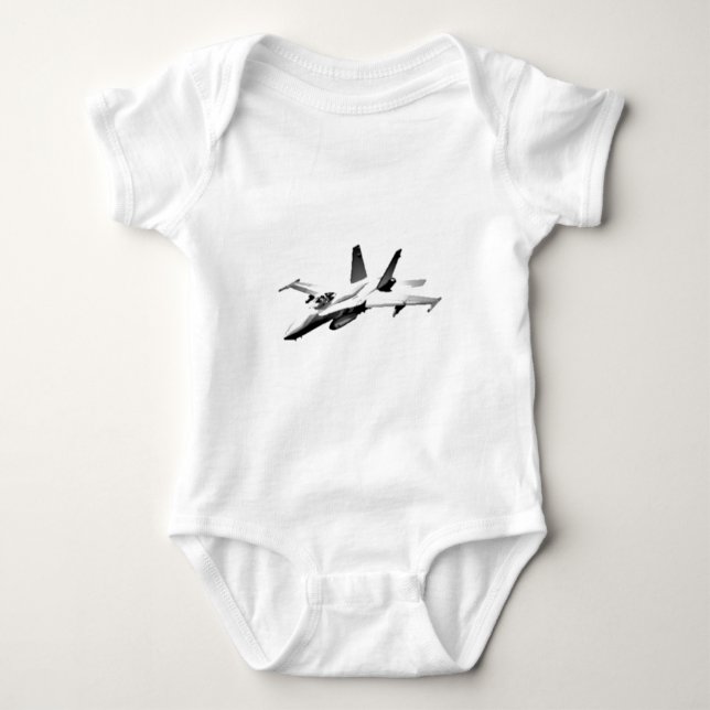 White F/A-18 Hornet Fighter Jet Baby Bodysuit (Front)