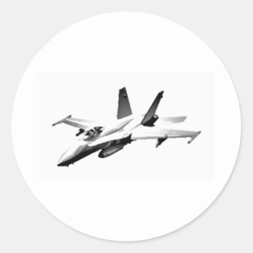 White FA_18 Hornet Fighter Jet Classic Round Sticker