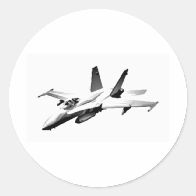 White F/A-18 Hornet Fighter Jet Classic Round Sticker (Front)