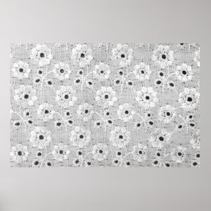 White fabric fine lace texture with elegance seaml poster
