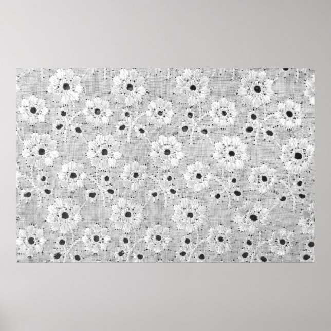 White fabric fine lace texture with elegance seaml poster (Front)