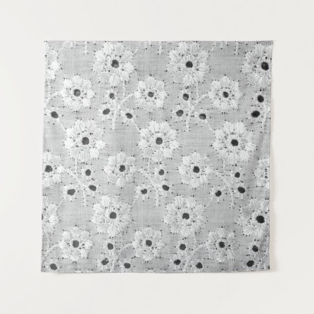 White fabric fine lace texture with elegance seaml tapestry (Front)