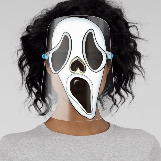 White Face Ghostly Scream Halloween Novelty Face Shield (Insitu)