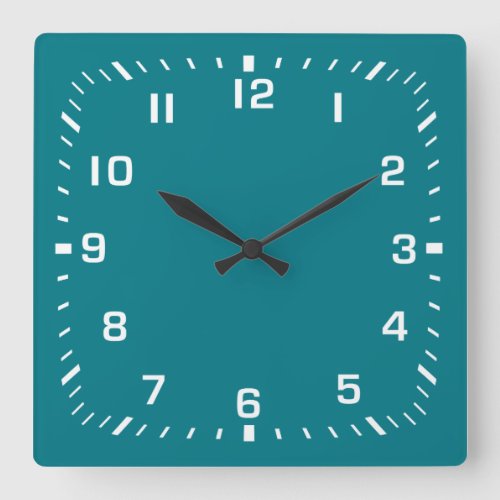 White Face Numbers with Square Minute Ticks Square Wall Clock