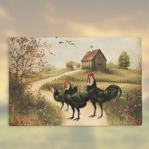 White Faced Black Spanish Bantam Roosters Chickens Placemat
