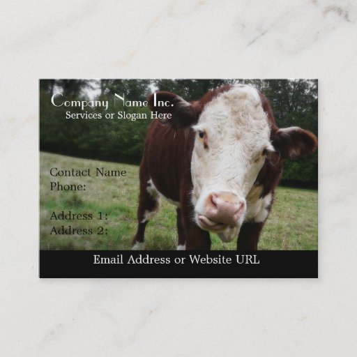 Customizable White Faced Cow Sticking Out Tongue Business Card Template