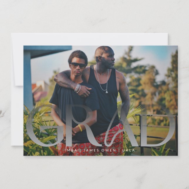 White Fade Grad Modern Photo Uni Announcement (Front)