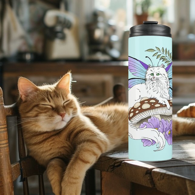 White Fairy Cat Mushroom Thermal Tumbler (Creator Uploaded)