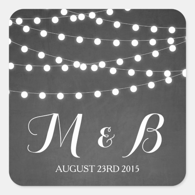 White Fairy Lights Chalkboard Wedding Sticker (Front)