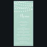 White Fairy Lights | Mint Wedding Menu Card<br><div class="desc">Customizable menu card featuring white whimsical fairy lights. Other colors are available. This is a part of a wedding suite "FAIRY LIGHTS" - matching items are available.</div>
