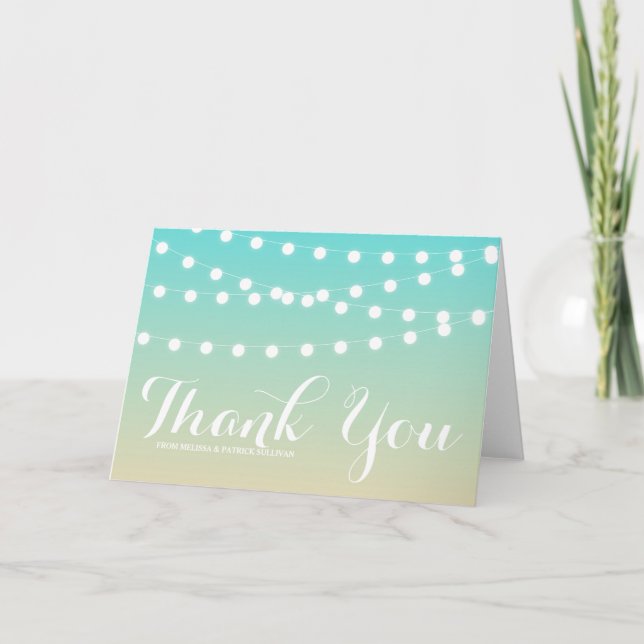 White Fairy Lights | Ombre Wedding Thank You Card (Front)