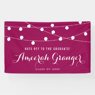 White Fairy Lights Purple Graduation Banner