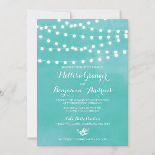 White Fairy Lights Rustic Wedding Invitation