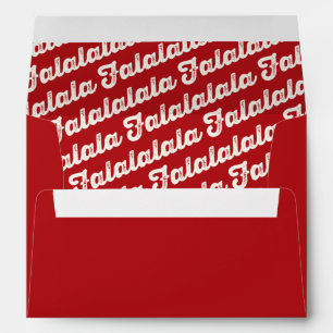 White Falalalala Bold Script On Red Modern Holiday Envelope