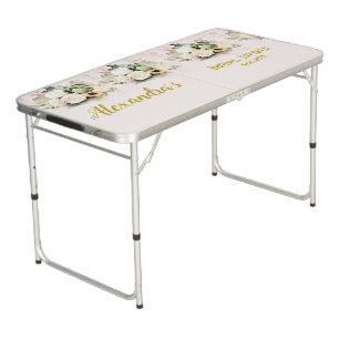 White fall Pumpkins floral Bridal Shower Beer Pong Table