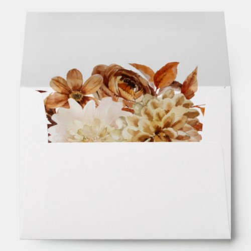 White Fall Terracotta Floral Return Address Envelope
