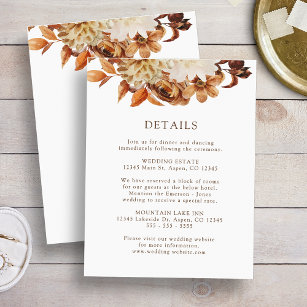 White Fall Terracotta Floral Wedding Details Enclosure Card