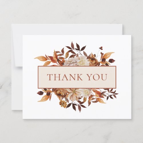 White Fall Terracotta Leaves Floral Thank You Card