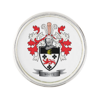 White Family Crest Coat of Arms Pin