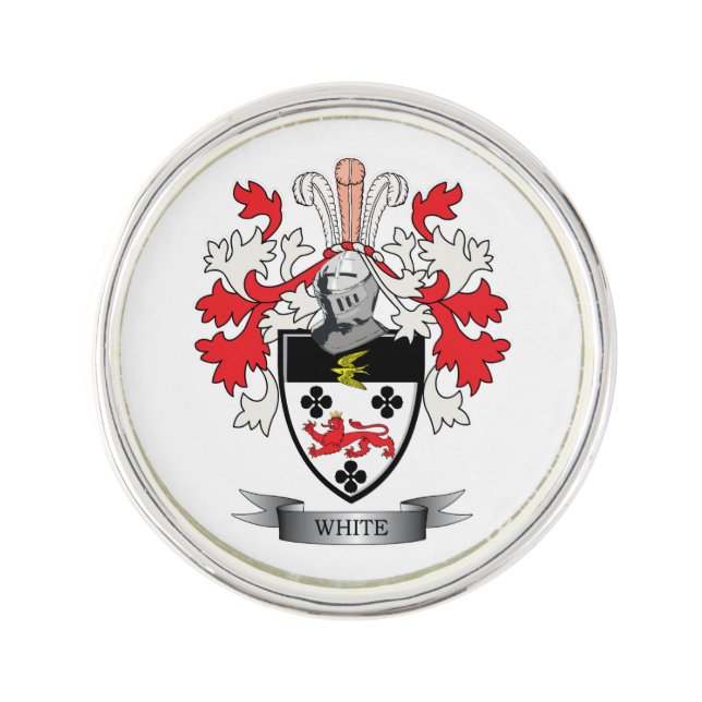 White Family Crest Coat of Arms Pin (Front)