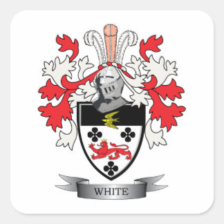 White Family Crest Coat of Arms Square Sticker