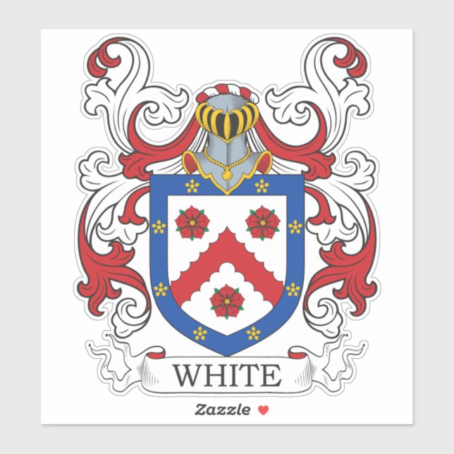 White Family Crest Sticker (Sheet)