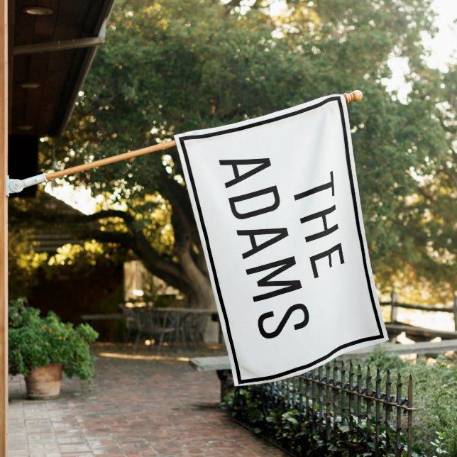 WHITE FAMILY NAME SIGN FLAG (In SItu)