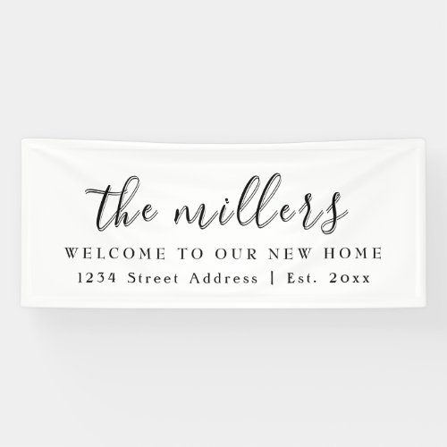 White Family Name Welcome  Housewarming Party Banner