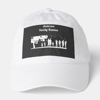 White Family Reunion Picnic Silhouette with Name Hat