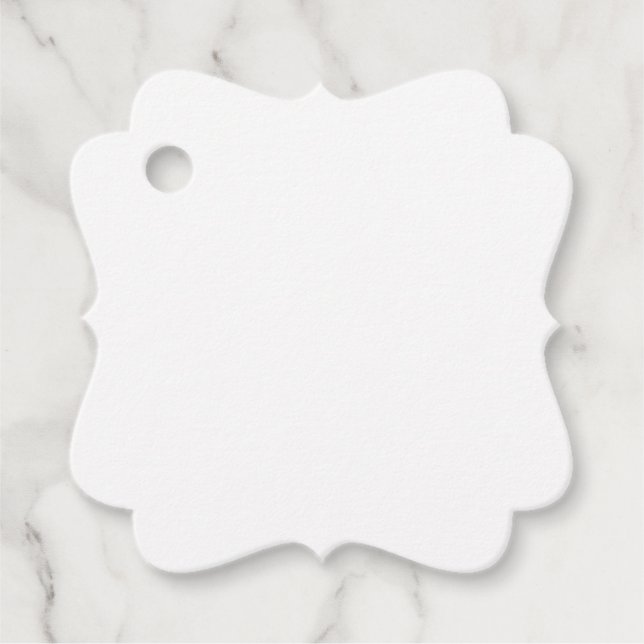 White Fancy Square Favor Tags (Front)