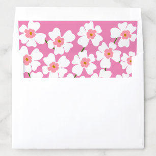 White Fantasy Flower Lover Pattern Pink Envelope Liner