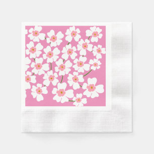 White Fantasy Flower Lover Pattern Pink Wedding   Napkins