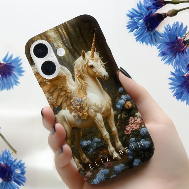 White Fantasy Pegasus Floral Woodland Castle Art Case-Mate iPhone Case (Creator Uploaded)