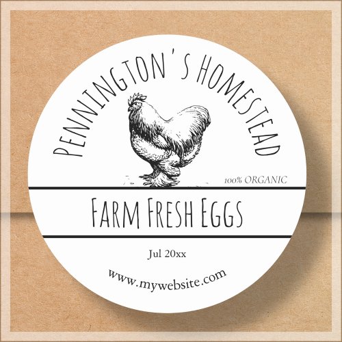 White  Farm Fresh Egg Labels