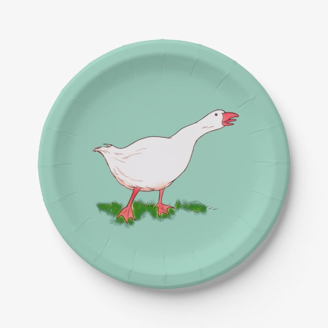 white farm goose paper plates (Front)