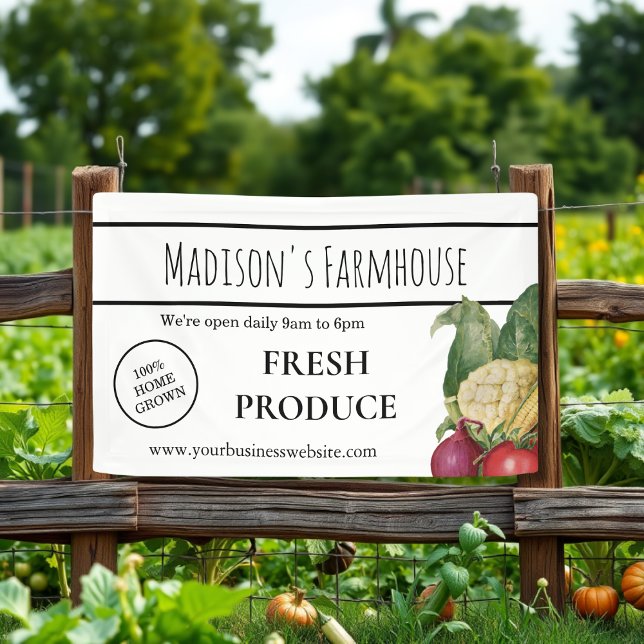 White Farmhouse Produce Farm Business Banner (Creator Uploaded)