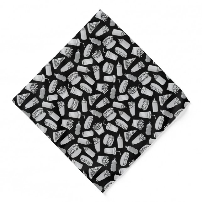 White Fast Food Icons Pattern Bandana (Front)