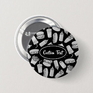 White Fast Food Icons Pattern Button