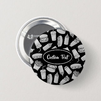 White Fast Food Icons Pattern Button