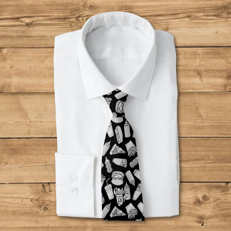 White Fast Food Icons Pattern Neck Tie