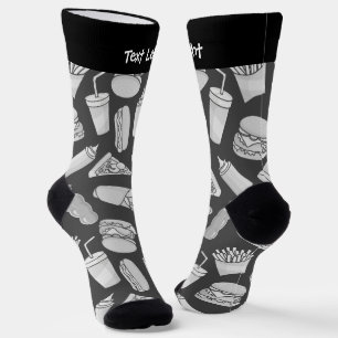 White Fast Food Icons Pattern Socks