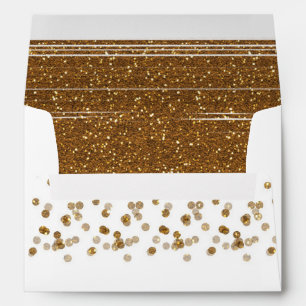 White Faux Brushed Gold Invitation Envelopes