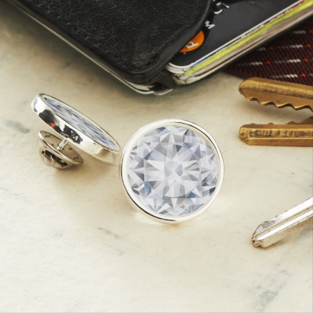 White Faux Diamonds Glitter Lapel Pin (In Situ)
