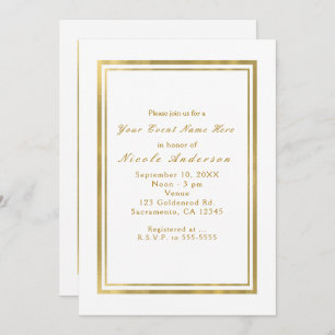 White & Faux Foil Gold Chic Elegant Invitations