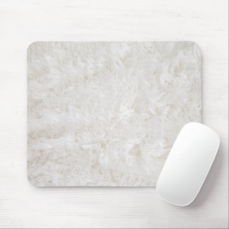 White Faux Fur Mouse Pad